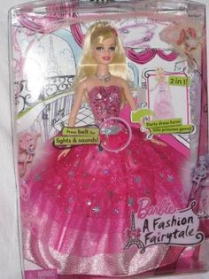 the barbie doll is in its pink dress