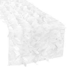 Leaf Petal Taffeta Table Runner - White 120 Round Tablecloth, Banquet Chair Covers, Sequin Table Runner, Sequin Table, Table Overlays, Flower Panels, White Napkins, Small Leaf, White Leaf