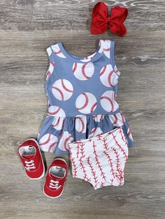 Homerun Baseball Baby Tank Tunic & Bummies Set - Sydney So Sweet Playful Sports Cotton Sets, Fitted Casual Sets For Playdate, Light Blue Casual Sets For Playtime, Light Blue Casual Playtime Sets, Casual Light Blue Sets For Playtime, Casual Light Blue Playtime Set, Playful Summer Sports Sets, Sporty Tops For Spring Playtime, Sporty Playtime Sets For Spring