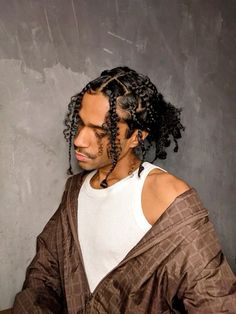 Afro To Braids Men, Braids For Black Women Masc, Corn Rows Man, Black Male Hairstyles Long, Men’s Afro Hairstyles, Masc Braids, Protective Hairstyles Men, 4c Men Hairstyles