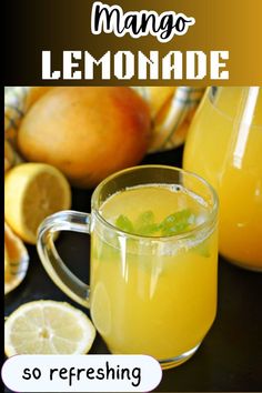 A glass of mango lemonade. Summer Punch Recipes, Summer Drinks Alcohol Recipes, Summer Drink Recipe, Mango Lemonade, Summer Drinks Alcohol, Healthy Dinner Options, Alcohol Free Drinks