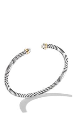 "Find DAVID YURMAN Classic Cable Bracelet In Sterling Silver With 18k Yellow Gold And Pearls on Editorialist. A cable spiral brings signature texture to an Italian-crafted cuff bracelet made from sterling silver and detailed with 14-karat gold and pearl endcaps. 1/8\" width Sterling silver/18k gold/freshwater pearl Made in Italy" Gold And Pearls, Bday Gifts, David Yurman Bracelet, Preppy Jewelry, Accesories Jewelry, Cable Bracelets, Jewelry Lookbook, Bling Rings, Silver Pearls