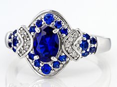 0.64ct Oval And 0.36ctw Lab Created Blue Spinel With 0.05ctw Round White Zircon Rhodium Over Sterling Silver Ring. Measures Approximately 0.68"L x 0.51"W. Not Sizeable. Finished Under Gallery. Oval Blue Diamond Ring With Pave Setting, Oval Sapphire Ring With Pave Setting For Anniversary, Blue Spinel, High Quality Jewelry, Sterling Silver Ring, Sapphire Ring, Silver Ring, Sterling Silver Rings, Sapphire