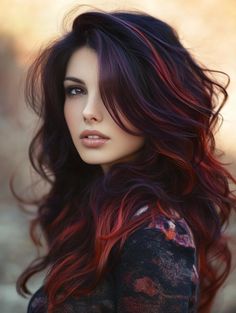 Hair Color Ideas For Winter 2024, Fall Vivid Hair Color For Brunettes, Unique Winter Hair Colors, Winter Hair Colors 2024, Long Hair Color Ideas For Brunettes, Subtle Colorful Hair, Autumn 2024 Hair Trends, Unique Hair Color Ideas For Brunettes, Red Lowlights In Brown Hair