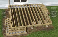 the diagram shows how to build a raised deck