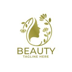 a woman's face in a circle with leaves on it and the words beauty tagline