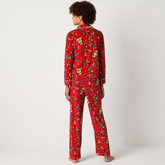 Celebrate the holidays in style with this big unisex Dr. Seuss Grinch 2-piece Christmas matching family pajama set. The set, featuring the Grinch, is made from soft velour for comfort. The top has long sleeves and a notch collar while the pants have a full elastic waistband. Perfect for holiday movie marathons.# Pieces In Set: 21st Piece Description: Top1st Piece Collar: Notch Collar1st Piece Apparel Length: 20.5 Inches1st Piece Fabric: Velour1st Piece Fiber Content: 100% Polyester1st Piece Car… Red Christmas Pajama Party Set, Red Sleep Sets For Christmas, Red Christmas Sleepwear For Bedtime, Red Holiday Sleepwear For Sleepover, Red Holiday Sleepwear For Sleepovers, Red Holiday Loungewear Sets, Red Christmas Pajama Party Sleepwear, Red Christmas Sleepwear For Pajama Party, Red Holiday Bedtime Sets