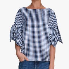 Nwot Alice & Trixie Gingham 100% Cotton Top, Size Medium, White And Blue, From Shoulder To Hem Measures Around 23.5/24 Inches, Pit To Pit Measures Around 21 Inches, Looser Fitting Style With Tie Dolman Like Short Sleeves. Perfect For Spring / Summer / Fall / Vacation/ Work! Offers Welcome. *Non-Smoking Pet Free Home 1a Relaxed Fit Gingham Tops For Workwear, Summer Gingham Blouse For Work, Summer Gingham Blouse For Workwear, Spring Plaid Relaxed Fit Tops, Summer Workwear Gingham Blouse, Relaxed Fit Gingham Cotton Top, Plaid Summer Tops For Work, Plaid Relaxed Fit Tops For Spring, Relaxed Fit Cotton Gingham Tops