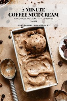 two minute coffee ice cream with chocolate chunks and no refreshments