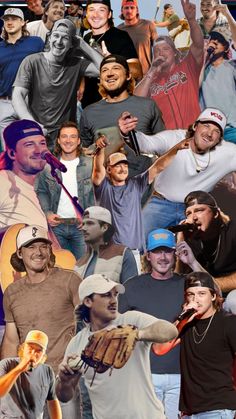 a collage of baseball players and fans