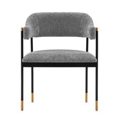 Lia Modern Boucle Upholstered Dining Armchair Gray - Manhattan Comfort: Brushed Gold Accents, No Assembly Required Kitchen Island Furniture, Metal Armchair, Contemporary Nightstand, Grey Armchair, Grey Dining, Dining Armchair, Manhattan Comfort, Furniture Dining Chairs, Modern Dining Chairs