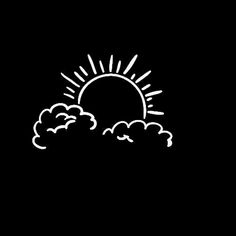 the sun and clouds are white on black