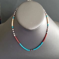 Southwestern Inspired Multi Color Bead Necklace/ Seashell - Etsy Diy Western Jewelry, Ankle Braclets, Diy Western, Turquoise Choker, Handmade Chokers, Seashell Necklace, Bohemian Necklace, White Necklace