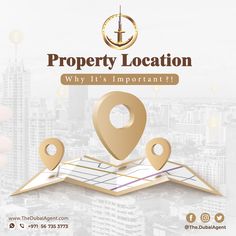 the logo for property location, which is located on top of a map