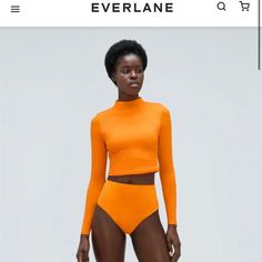 Everlands Nwt The Long Sleeve Rash Guard Sold Out Online. Color: Turmeric Everlane Fitted Long Sleeve Tops, Everlane Stretch Tops, Yellow Swimwear, Boho Swim, Floral Swimsuit, Rash Guard, Womens Swim, Long Sleeve