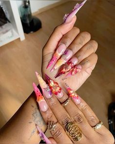 - 𝗳𝗼𝗹𝗹𝗼𝘄 𝟰 𝗺𝗼𝗿𝗲 ➚➚➚ Vacation Nail Designs, Poppin Nails, Girly Nails, Stilleto Nails Designs, Hippie Nails, Spring Nail Designs, Brighter Days, Dope Nail Designs, Exotic Nails