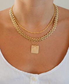 Gold Filled Rope chain. 16" with a 2" extender. Rectangle Necklace, Rectangle Pendant, Bff Gifts, Everyday Earrings, Coin Necklace, Lariat Necklace, Custom Necklace, Star Necklace, Rope Chain