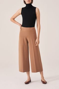 Our Cashmere Skin is the ultimate laying piece. The stretchy nature allows for various fits. WC904F9 - 86% tencel / 9% cashmere / 5% elastane- Form fitting with length for scrunching- Model is 5'10" and wearing size S Culottes Outfit, Daily Fits, Winter Pants Outfit, Culotte Pants, Sleeveless Turtleneck, Dress With Cardigan, Pants Outfit, Sale House, Fit And Flare