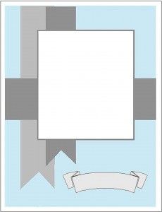 a white square with a ribbon around it and an empty banner in the middle on top