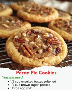 pecan pie cookies on a cooling rack with instructions to make them taste like pecan pies