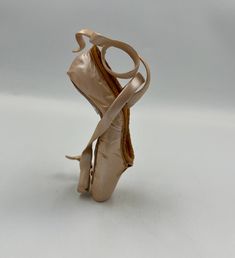 a ballerina's shoe with a ribbon tied around it