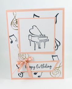 a handmade birthday card with a piano