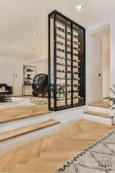 Wine Rack Room Divider, Small Wine Cellar Ideas Kitchens, Wine Rack Ideas, Wine Room Decor, Modern Wine Storage, Metal Cabinets