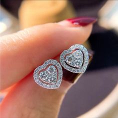 Brand New .925 Stamped #E163 Classic Earrings, Heart Shaped Earrings, Stud Earrings For Women, Heart Studs, Sterling Silver Studs, Crystal Heart, Sterling Silver Earrings Studs, Fashion Mode, Elegant Jewelry