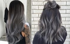 Gray Hair Asian, Ash Gray Hair Color, White Ombre Hair, Hair Asian, Penteado Cabelo Curto