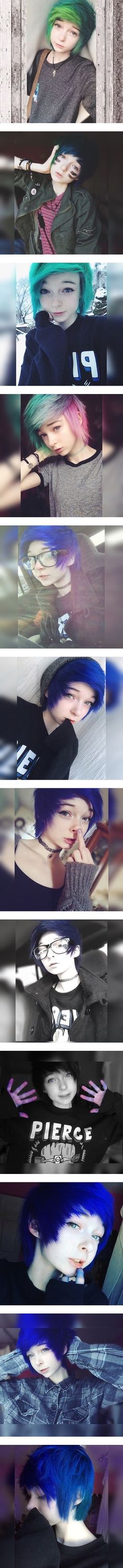 "lefabulouskilljoys" by the-underworld-anons ❤ liked on Polyvore Purple Punk Hair, Punk Blue Hair, Blue Emo Hair, Purple Alt Hair Short, Emo Haircuts, Scene Queen, Purple Hair Tumblr