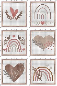 cross stitch patterns with hearts and rainbows