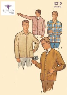 men's jacket, shirt and pants sewing pattern from the 1950's or 1960s's