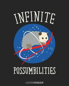 the logo for infinite possumbities with an image of a ferret in space