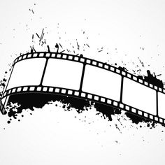 a black and white film strip with paint splatters