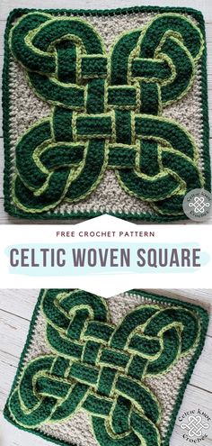 the celtic woven square is made with yarn and crochet