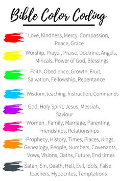 the bible's color code is shown in black and white, with different colors