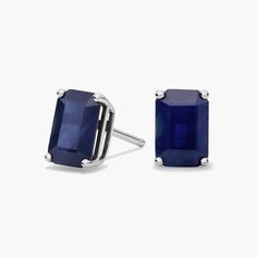 Sapphire earrings are always in style, and these studs showcase the beauty of this timeless gem. These emerald cut sapphire stud earrings are handcrafted in 14k gold, adding extra glow to the design. Sapphire Stud Earrings, Sapphire Earrings Studs, Sapphire Studs, Sapphire Earrings, Blue Nile, Precious Gemstones, Emerald Cut, Gemstone Earrings, Blue Sapphire