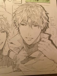 a drawing of two anime characters one holding a cell phone and the other looking at it