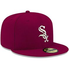 the chicago white sox new era 59fifty fitted hat is shown in red