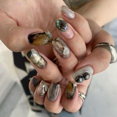 IG: senn._nail | nails by senn._momoko Minimalistic Nails, Dirty Nails, Sweet Nails, Tasty Snacks, Japanese Nails, Design Nails, November 3, Marble Nails, Minimalist Nails