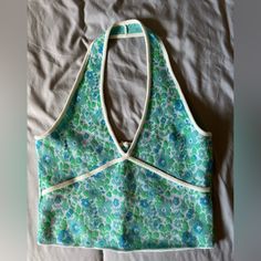 Never Worn! In Great Condition Light Blue Fitted Summer Tops, Summer Floral Print Party Tops, Chic Light Blue Floral Print Top, Sleeveless Blue Zara Tops, Zara Summer Party Tops, Retro Fitted Blue Tops, Blue Summer Party Tops, Retro Blue Sleeveless Top, Retro Blue Floral Print Tops