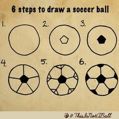 six steps to draw a soccer ball