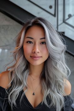 83+ Silver Hair Color Ideas for a Breathtaking Look! Silver Range, Hair Asian, Gray Balayage, Grey Hair Transformation