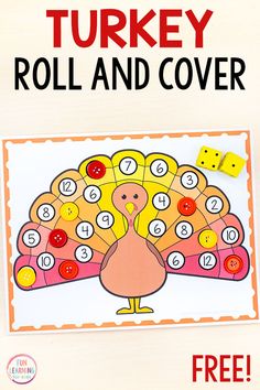 a turkey roll and cover game with free printables for kids to play on