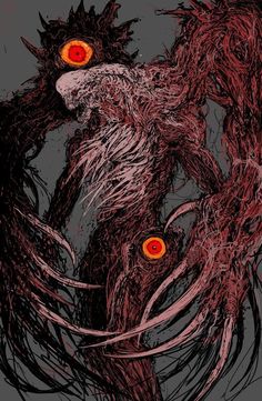 an image of a demonic creature with red eyes