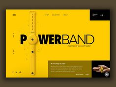 the website design for powerband is yellow and black