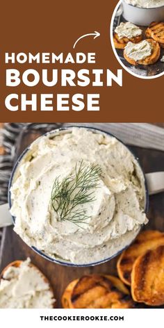 the recipe for homemade boursin cheese is shown