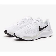 Nike Air Zoom Pegasus 37 Size 7 Brand New Pure Platinum 2020 Bq9646-100 Running Women Size 8.5 White Running Shoes With Laces For Marathon, White Running Shoes For Marathon, Nike Air Zoom Pegasus, Air Zoom, Nike Air Zoom, White Nikes, Running Women, Nike Women, Nike Shoes