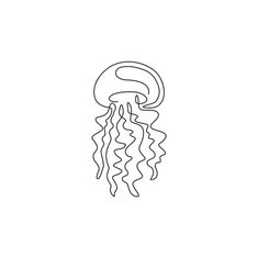 a line drawing of a jellyfish on a white background