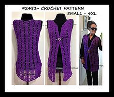 a crochet vest is shown in three different pictures